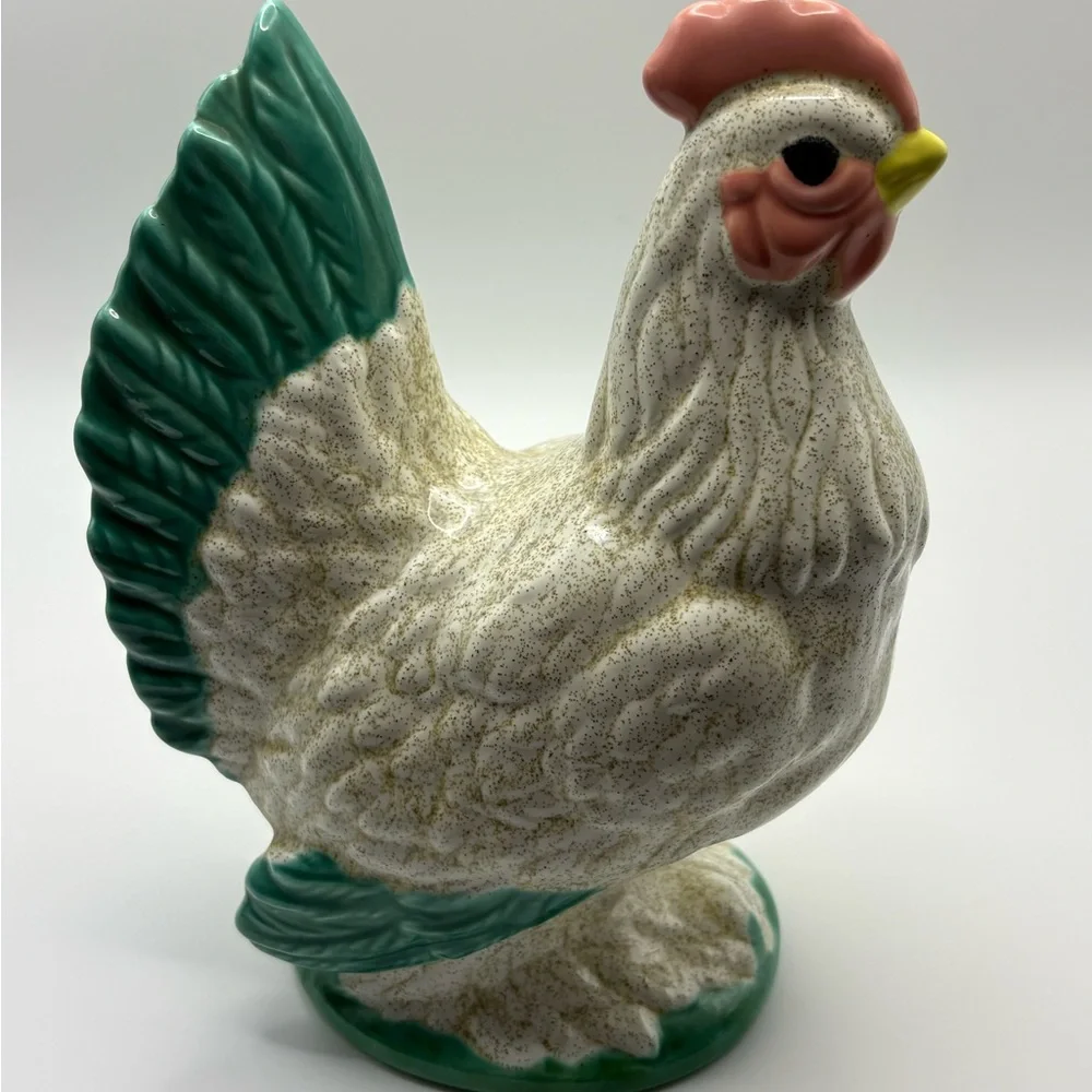 Vintage ceramic chicken figurine, approximately 7 inches tall